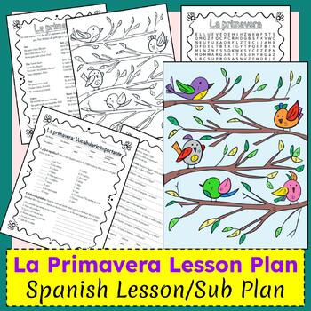 Preview of La Primavera Spring Lesson Plan Sub Plan for Spanish Classes