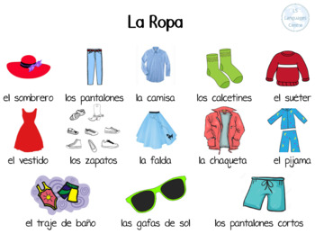 La Ropa / Clothing (Spanish) by LS Language Centre | TPT