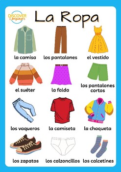 Spanish Clothing Vocabulary Worksheet & Printable Poster by Discover ...