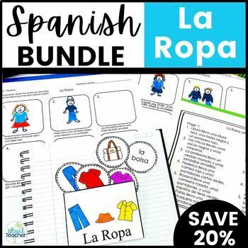 Preview of La Ropa Spanish Clothing Activities PowerPoints Games Worksheets Lesson Bundle