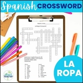 La Ropa Spanish Clothing Vocabulary Crossword Puzzle