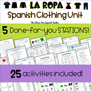 Preview of La Ropa Spanish Clothing UNIT Stations for Differentiated Instruction Centers