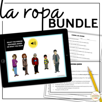 Preview of La Ropa Spanish Clothing Vocabulary Spanish 1 Review Lesson Plans and Practice