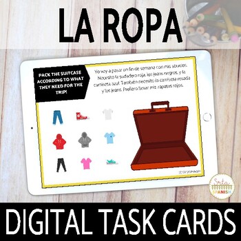 Preview of La Ropa Clothing in Spanish and Spanish Colors Los Colores Spanish 1 Boom Cards