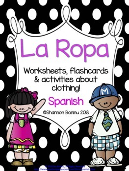 Preview of La Ropa - Spanish Clothing worksheets, flashcards / Distance Learning