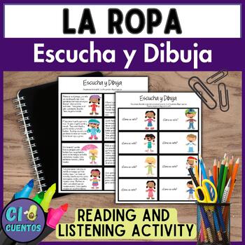 Preview of La Ropa, Spanish Games, Vocabulary, Listening Skills, Listen and Draw