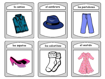 La Ropa Spoons Card Game -The Clothing Vocabulary in Spanish by Meg Coursey