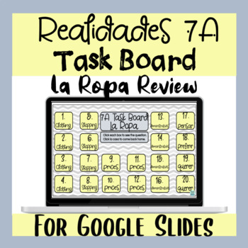 Preview of La Ropa Task Choice Board | Spanish Clothing Realidades 7A Digital Review