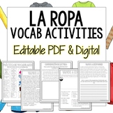La Ropa Vocabulary Activities for Clothing in Spanish