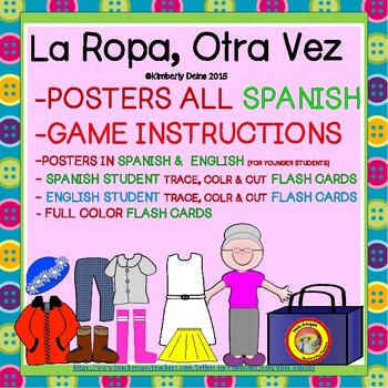 La Ropa, Otra Vez -Spanish Clothing posters,game,COLOR & CUT STUDENT ...