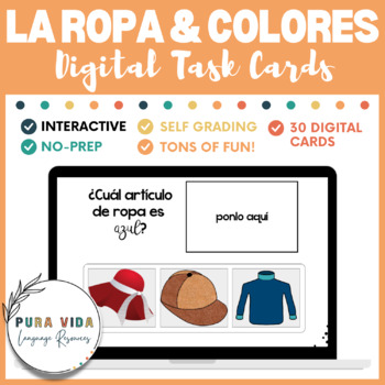 Preview of La Ropa y Los Colores (Spanish Clothing & Colors) | Digital Task Cards
