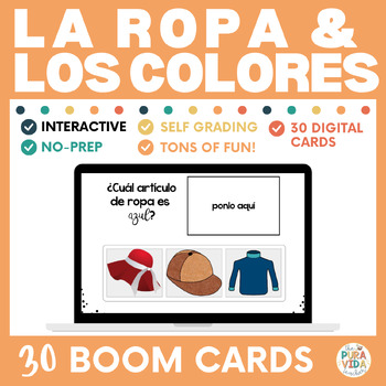 Spanish Clothing and Colors La Ropa y Los Colores Task Cards by