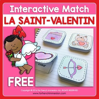 Preview of La Saint-Valentin French Valentine's Day Vocabulary Matching Activity FREE