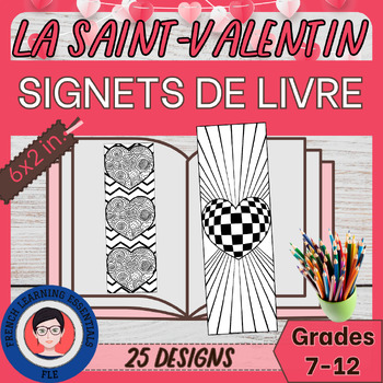 Preview of La Saint-Valentin | Signets de livre pour ados | Coloriage | Bookmarks for teens