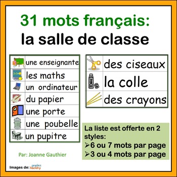 Preview of La Salle de Classe - French Vocabulary Word Wall of Classroom Items