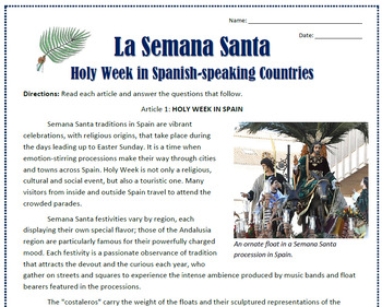 Preview of Easter / La Semana Santa in Spain and Mexico: Reading & Activities
