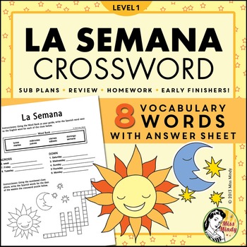 La Semana Spanish Days of the Week Crossword Worksheet by ...