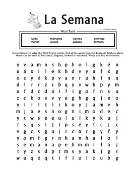 Free Printable Days Of The Week In Spanish Printable Word Searches