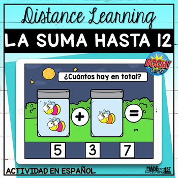 Preview of La Suma hasta 12 - Boom Cards/Distance Learning