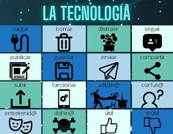 Preview of La Tecnología Vocab Chat Mat