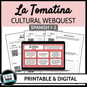 Preview of La Tomatina Cultural Webquest - Beginning Spanish 1 2 culture lesson