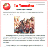 La Tomatina: Reading, Activities & Substitute Plan for Spa