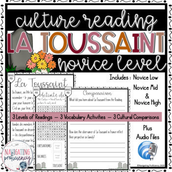 Preview of La Toussaint | Novice Culture Readings, Activities & Audio