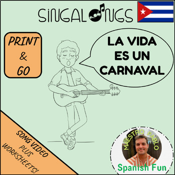 Preview of La Vida es un Carnaval / Celia Cruz Sing Along Video Song and Worksheets