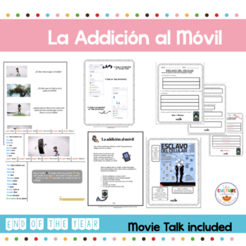 Preview of La adicción al móvil Spanish 1 & 2- The Addiction to the cell phone for Spanish
