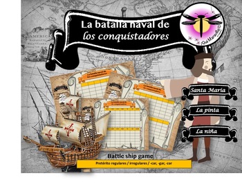 Preview of Spanish Preterite Verbs: La batalla de los conquistadores - Battleship game