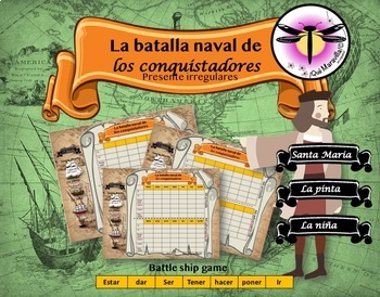 Preview of Spanish irregular verbs present : La batalla de los conquistadores- Battleship