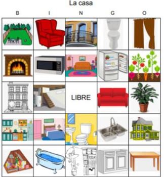 La casa Spanish BINGO / House vocabulary by LilaFox | TpT