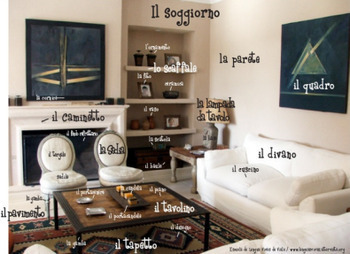 Preview of La casa: il soggiorno flash card (Italian A1/B1) (+ Digital TpT)