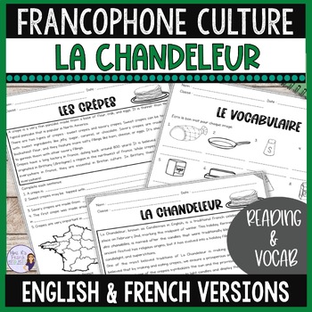 Preview of La chandeleur : French culture worksheets, reading comprehension, & vocabulary