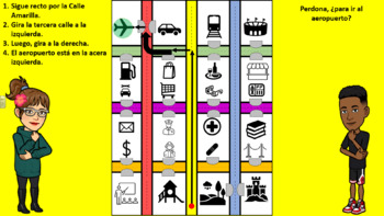 Preview of La ciudad - Pedir y dar direcciones - Complete Lesson + Card Game + Board Game