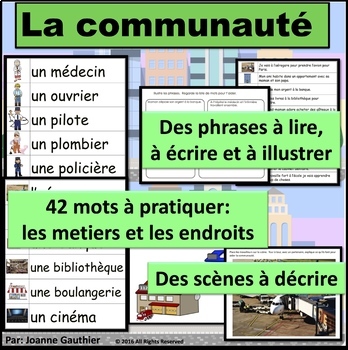 Preview of La communauté: Je pratique mon vocabulaire {French Vocabulary Practice}