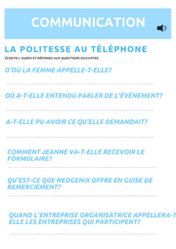 Preview of La communication Par téléphone en français