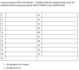 Spanish 1/2 La familia - Family 'Gallery walk' statements & Chart