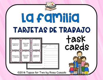 Preview of La familia Spanish family Task Cards clue cards