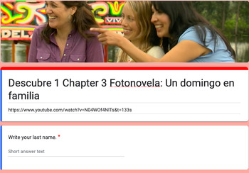 Preview of La familia Video / Activity for video about family in Spanish
