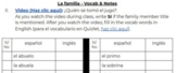 La familia activity - video, notes & vocab (Spanish 1, 2)