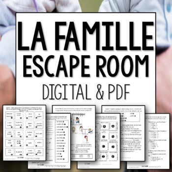 Preview of La famille French vocabulary escape room
