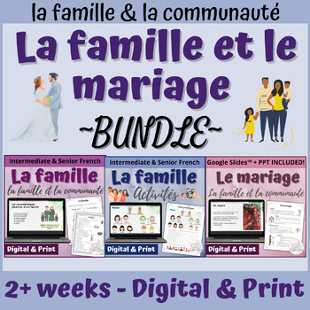 Preview of La famille, le mariage et les activités - Family and Mariage French BUNDLE