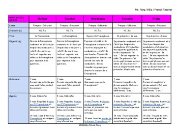 Preview of La francophonie - Weekly Lesson Plan 16