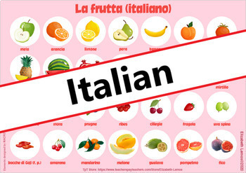 Preview of La frutta (Italian) (A1/B1) Flashcard (+ Digital TpT)
