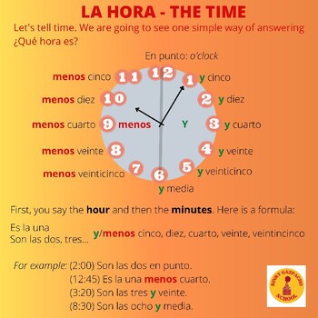 Preview of La hora - Tell Time in Spanish
