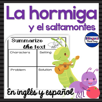 Preview of Fabulas bilingues la hormiga y el saltamontes en ingles espanol DIGITAL LEARNING