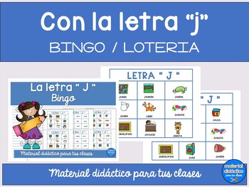Preview of La letra " J ", Bingo- Juego-  vocabulario- Spanish Resources vocabulary