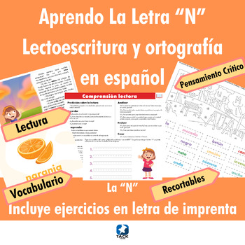 Preview of La letra N - Lectoescritura y ortografía  en español - Learn Spanish Letter "N"