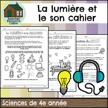 Preview of La lumière et le son cahier (Grade 4 Ontario FRENCH Science)